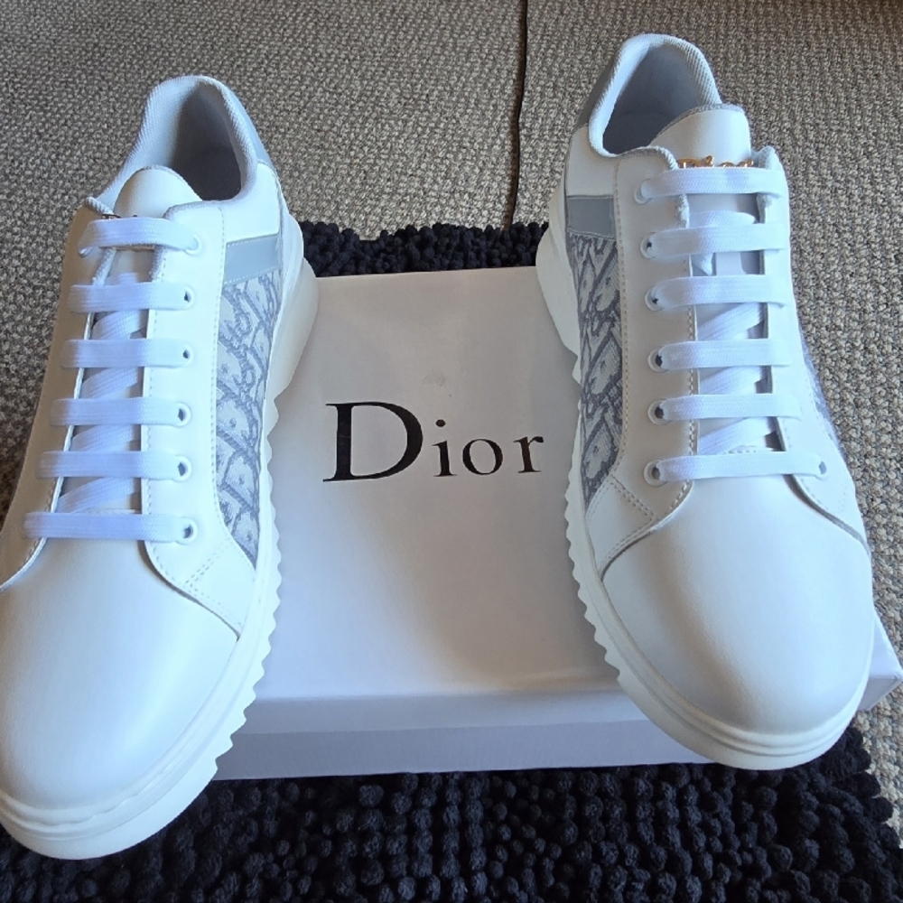 Dior White and Gray Designer Sneakers